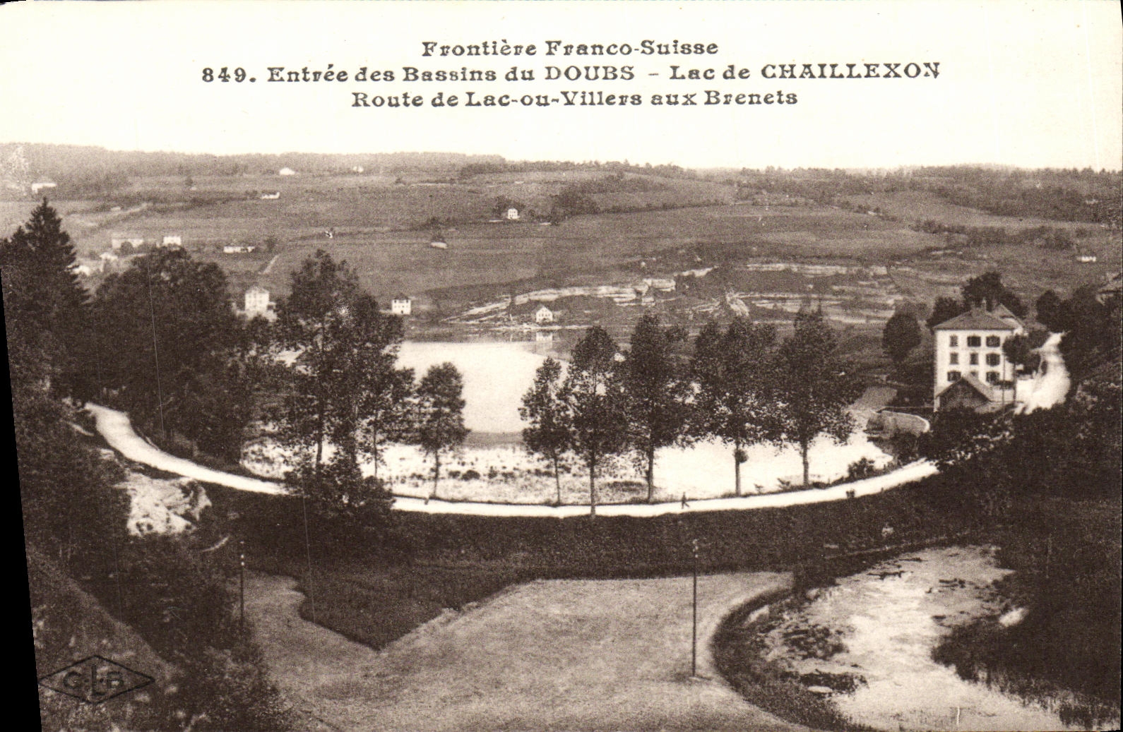 Frontière Franco-Suisse — Entrée des Bassins du Doubs - Lac de Chaillexon — Éditeur C. Lardier, n° 849