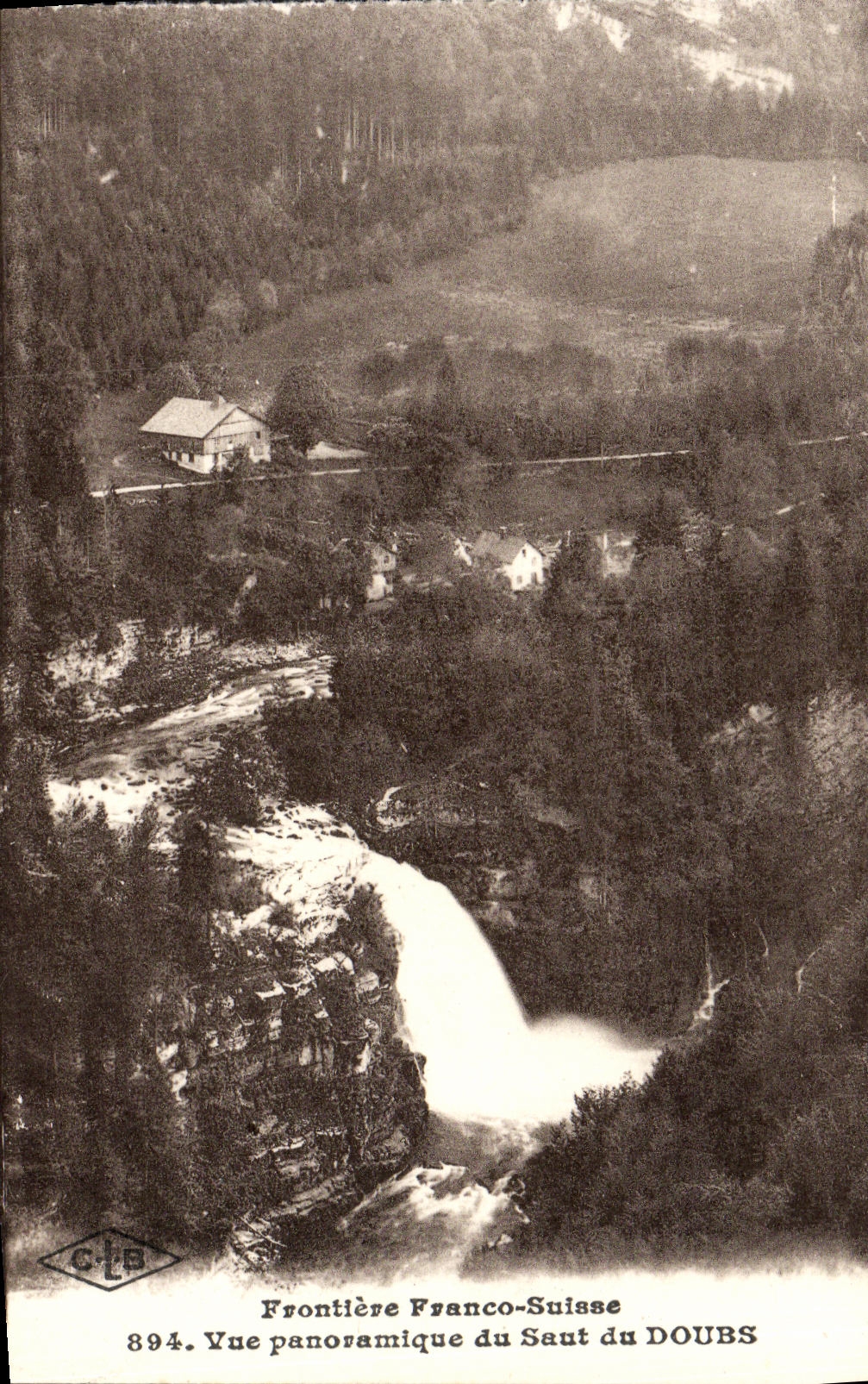 Frontière Franco-Suisse — Vue panoramique du Saut du Doubs — CLE, n° 894