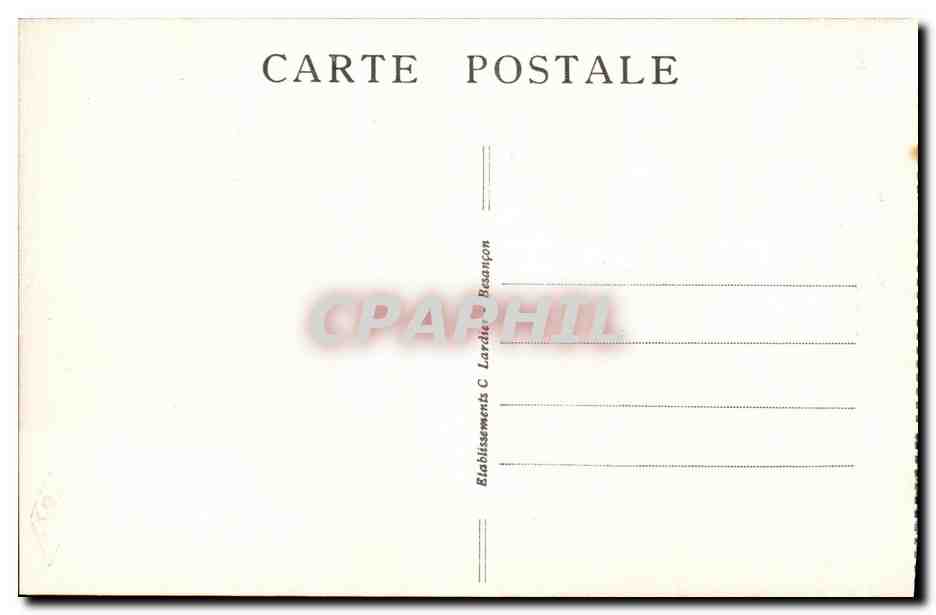 Frontière Franco-Suisse — Route pittoresque des Brenets au Saut du Doubs — Tête de Calvin — Éditeur C. Lardé, Besançon — Reverso