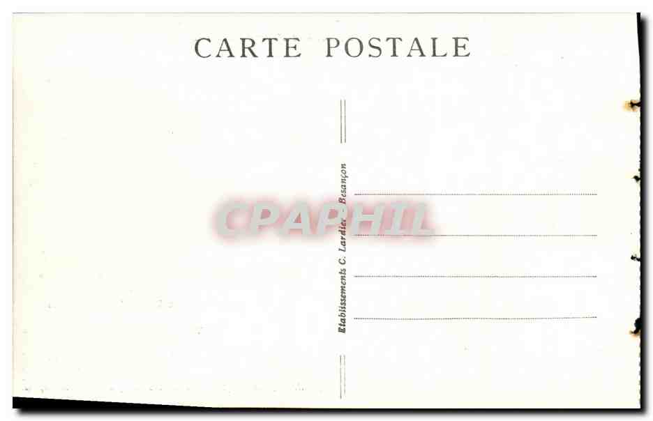 Frontière Franco-Suisse — Vue prise de la Route des Brenets — Éditeur C.L.B. n° 845 — Verso