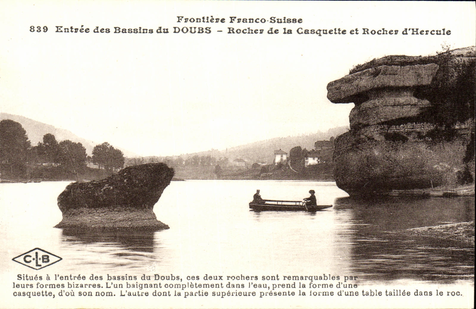Entrée des Bassins du Doubs — Rocher de la Casquette et Rocher d'Hercule — Frontière Franco-Suisse — C.L.B. n°839