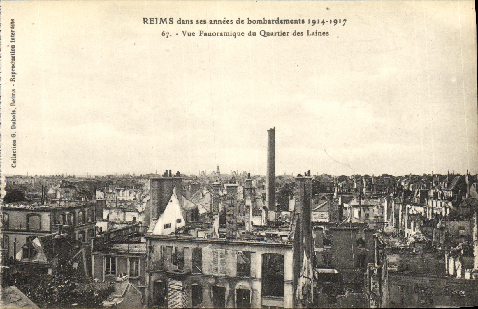 CPA Reims Dans ses annees de Bombardement Vue Panoramique du Quartier des Laines Militaria