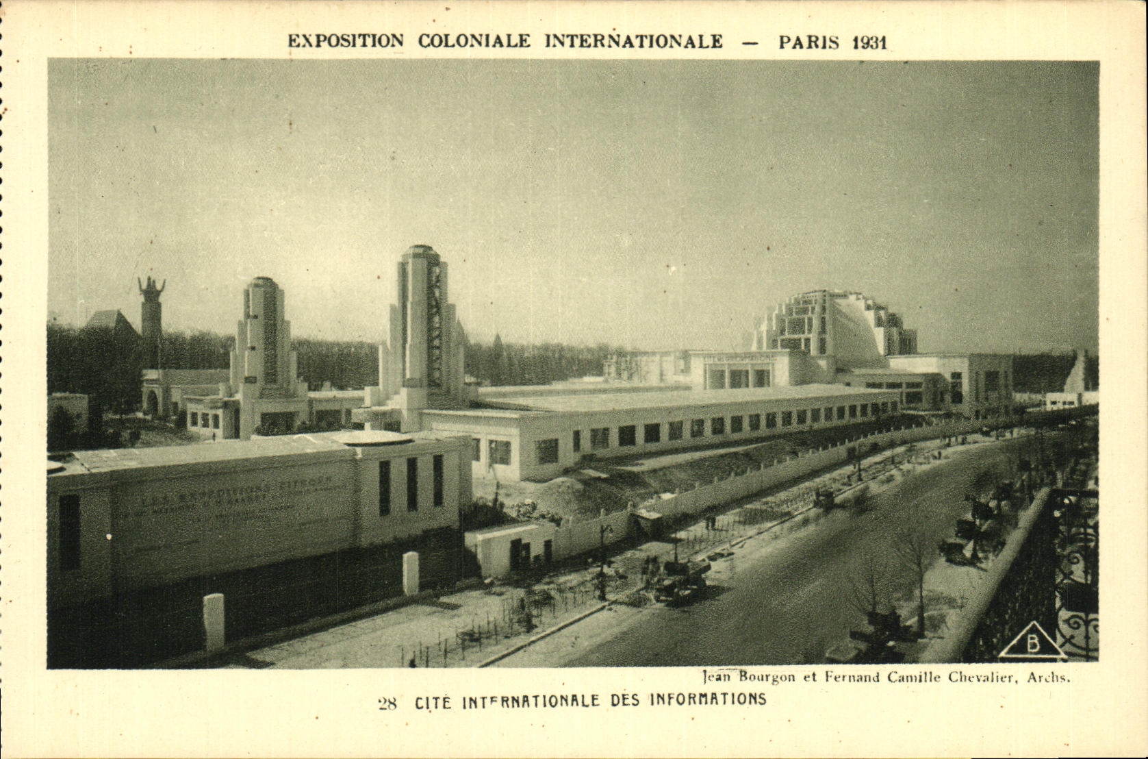 Exposition Coloniale Internationale — Paris 1931 — Cité Internationale des Informations — Jean Bourgon et Fernand Camille Chevalier, Archs.