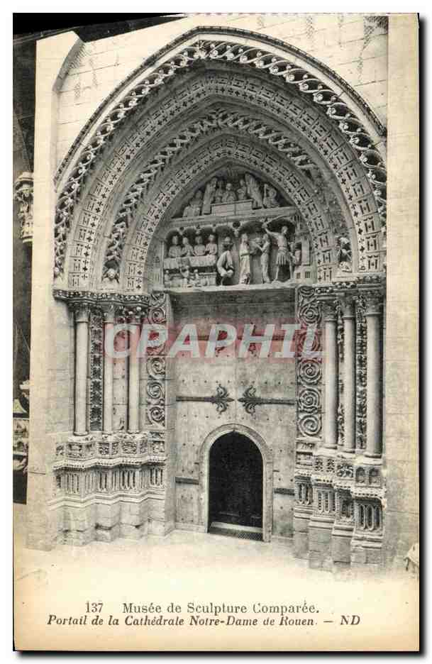 CPA Musee de Sculpture Comparee Portail de la Cathedrale Notre Dame de Rouen