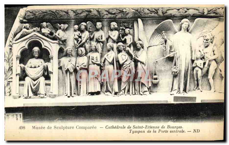CPA Musee de Sculpture Comparee Cathedrale de Bourges Tympan de la Porte Centrale