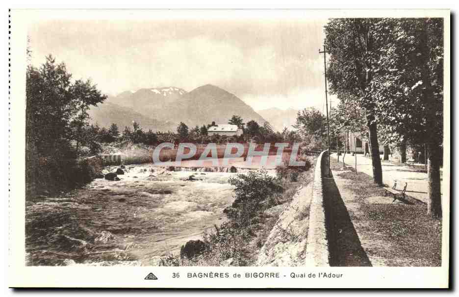 Bagnères-de-Bigorre - Muelle del Adour — vista del río y las montañas en primer plano — editor CPAPHIL