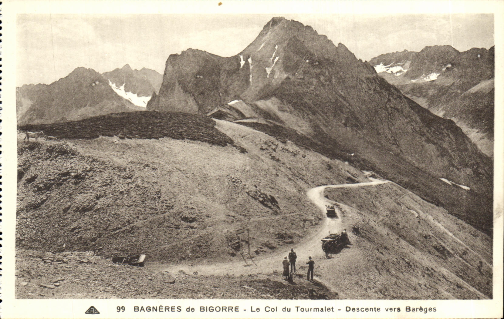 Bagnères-de-Bigorre - Le Col du Tourmalet - Descente vers Barèges — CPA n°99
