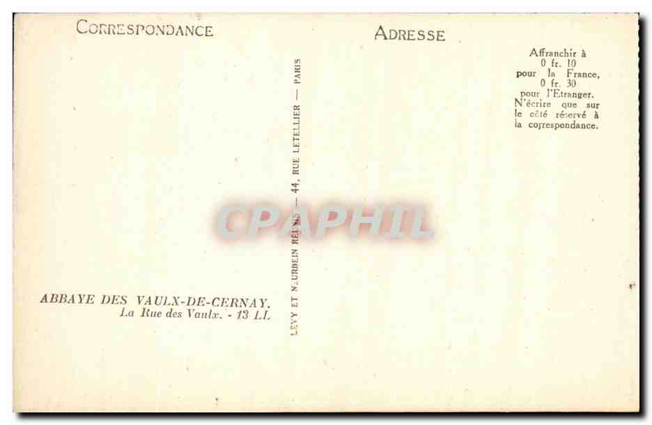 CPA Abbaye des Vaulx de Cernay La rue de Vaulx — Back