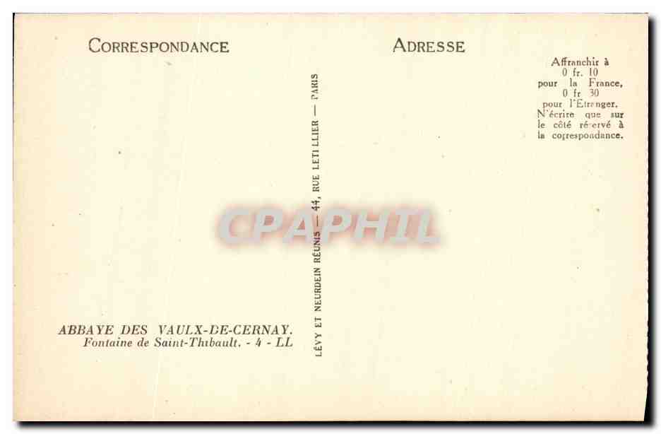 CPA Abbaye Des Vaulx De Cernay Fontaine de Saint Thibault — Back