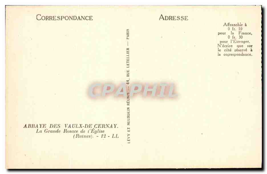 CPA Abbaye Des Vaulx De Cernay La Grande Rosace de L Eglise — Back