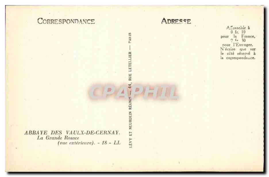 CPA Abbaye Des Vaulx De Cernay La Grande Rosace  — Back