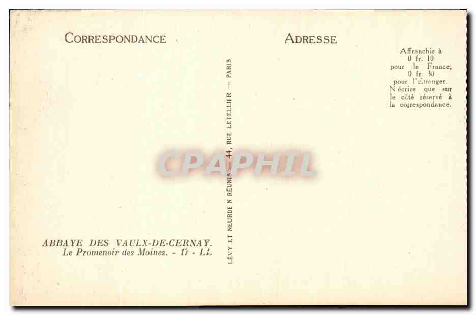 CPA Abbaye Des Vaulx De Cernay Le Promenoir des Moines — Back