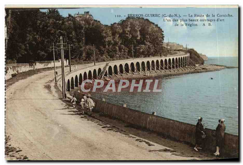 Perros-Guirec (C.-du-N.) — La Route de la Corniche. L’un des plus beaux ouvrages d’art de la Région. A. B.