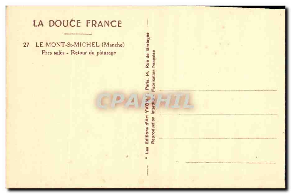 Mont-Saint-Michel — Retour du pâturage — Éditeur : La Douce France — Reverso