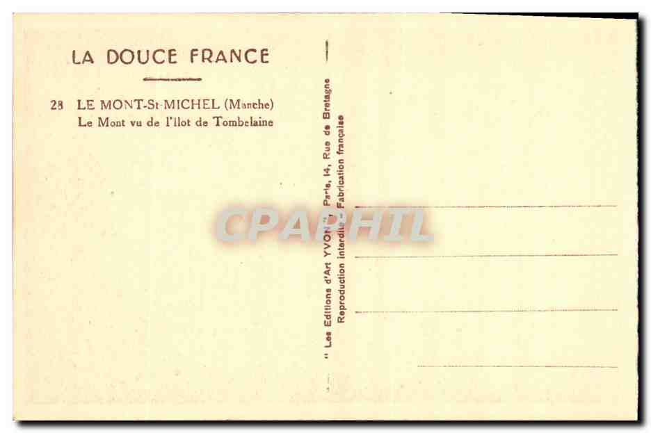 Le Mont-Saint-Michel — vu de l'îlot de Tombelaine — Yvon, n°28 — Reverso