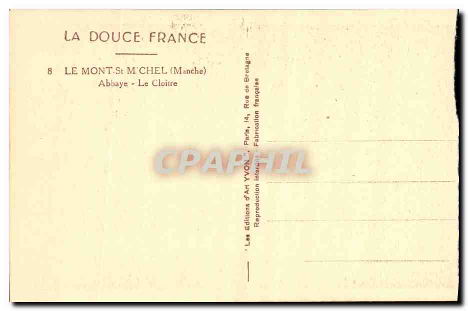 CPA Le Mont St Michel Abbaye La Cloitre — Verso