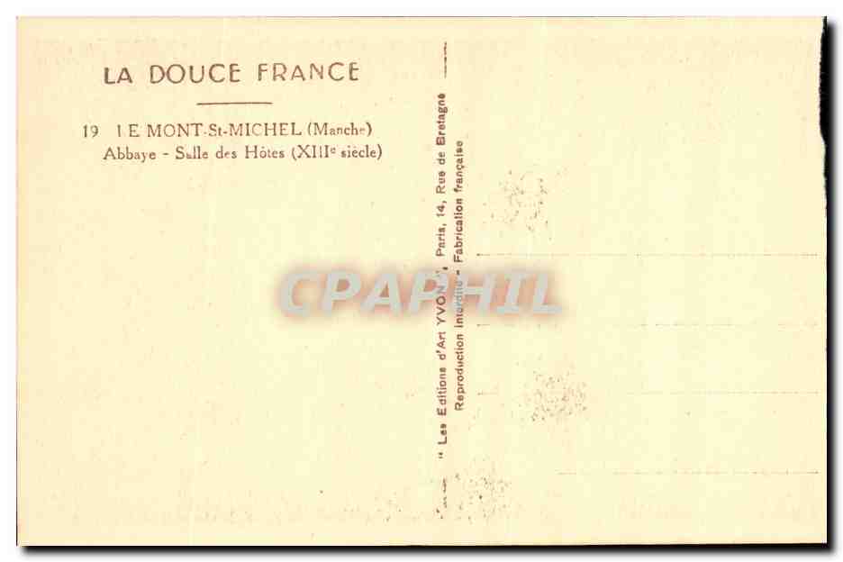 CPA Le Mont St Michel Abbaye Salle des Hotes — Reverso