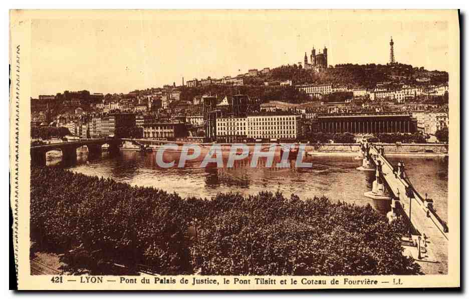 LYON — Pont du Palais de Justice, der Pont Tilsitt und der Coteau de Fourvière — L.L. n°421