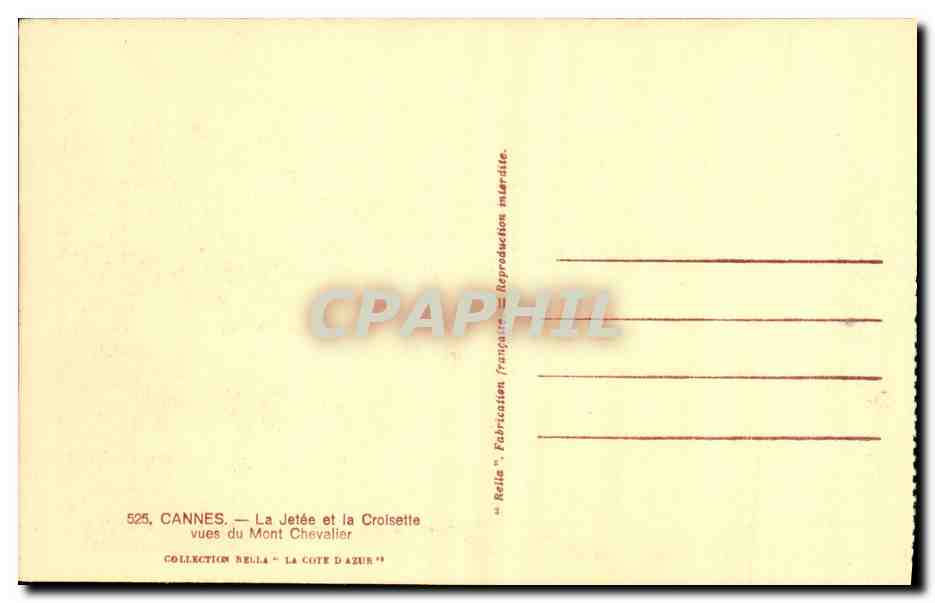 CPA Cannes La Jetee et la Croisette Bateaux — Verso