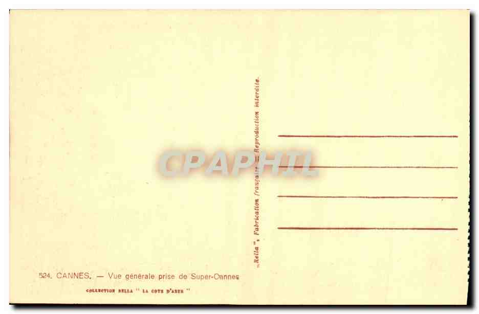 CPA Cannes Vue Generale prise de Super Cannes — Verso