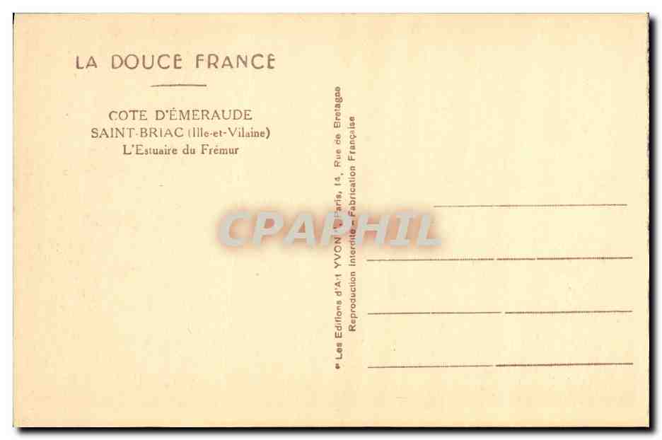 L'Estuaire du Frémur — Saint-Briac (Ille-et-Vilaine) — Éditions d'Art Yvon, Paris — Verso