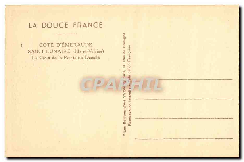 CPA Cote D Emeraude Saint Lunaire La Croix de La Pointe du Decole — Verso