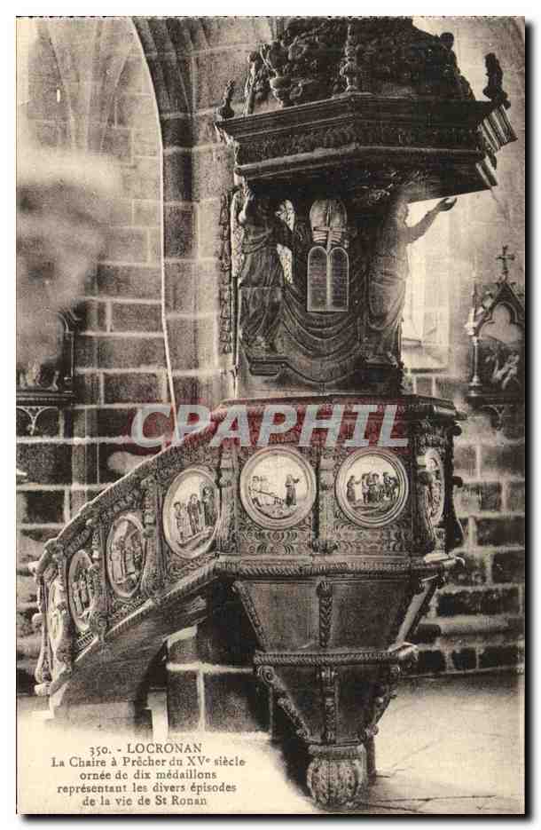 CPA Locronan La chaire a precher du 15eme ornee de dix medaillons representant les divers episodes de la vie de St Ronan