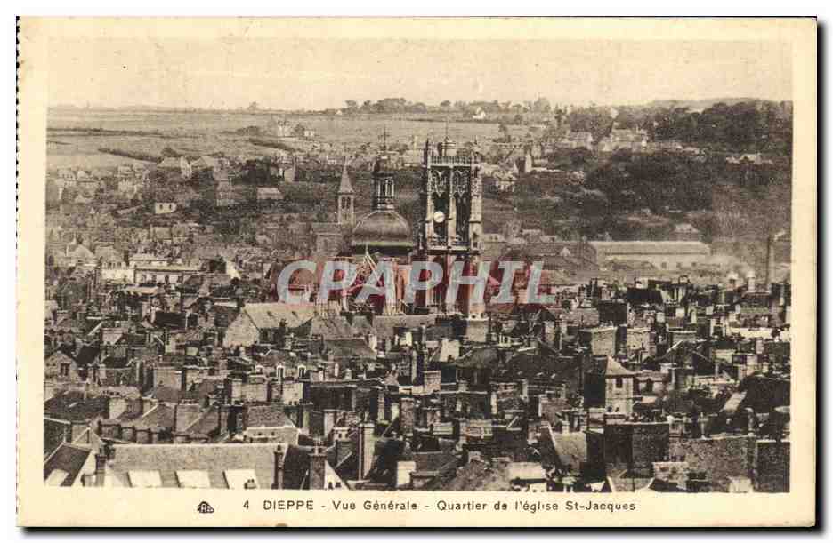 CPA Dieppe Vue Generale Quartier de l Eglise St Jacques