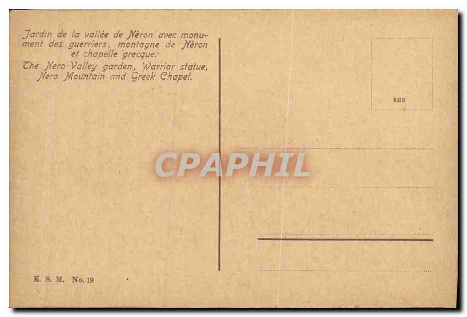 Walsbaden, Nérotal-Anlagen mit Krieger-Denkmal, Nérolberg und Griech. Kapelle — K.S.M. No. 19 — Verso