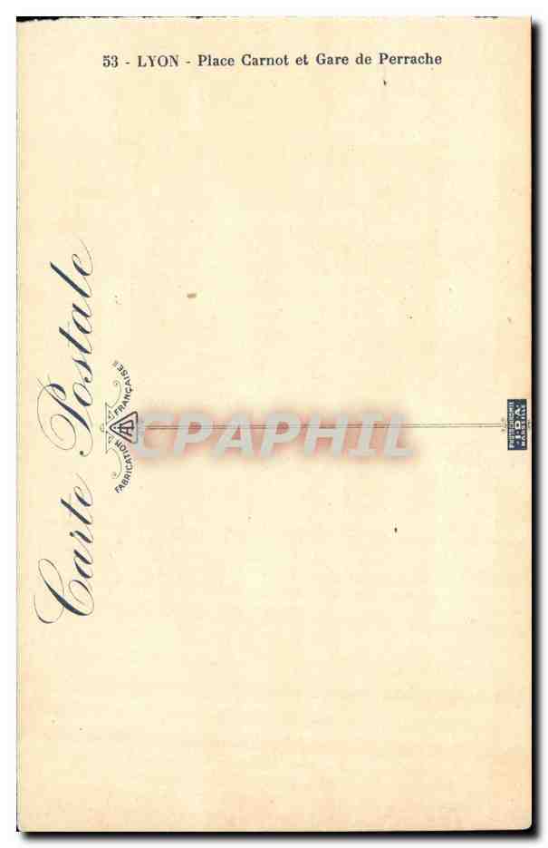 CPA Lyon Place Carnot et Gare De Perrache — Verso