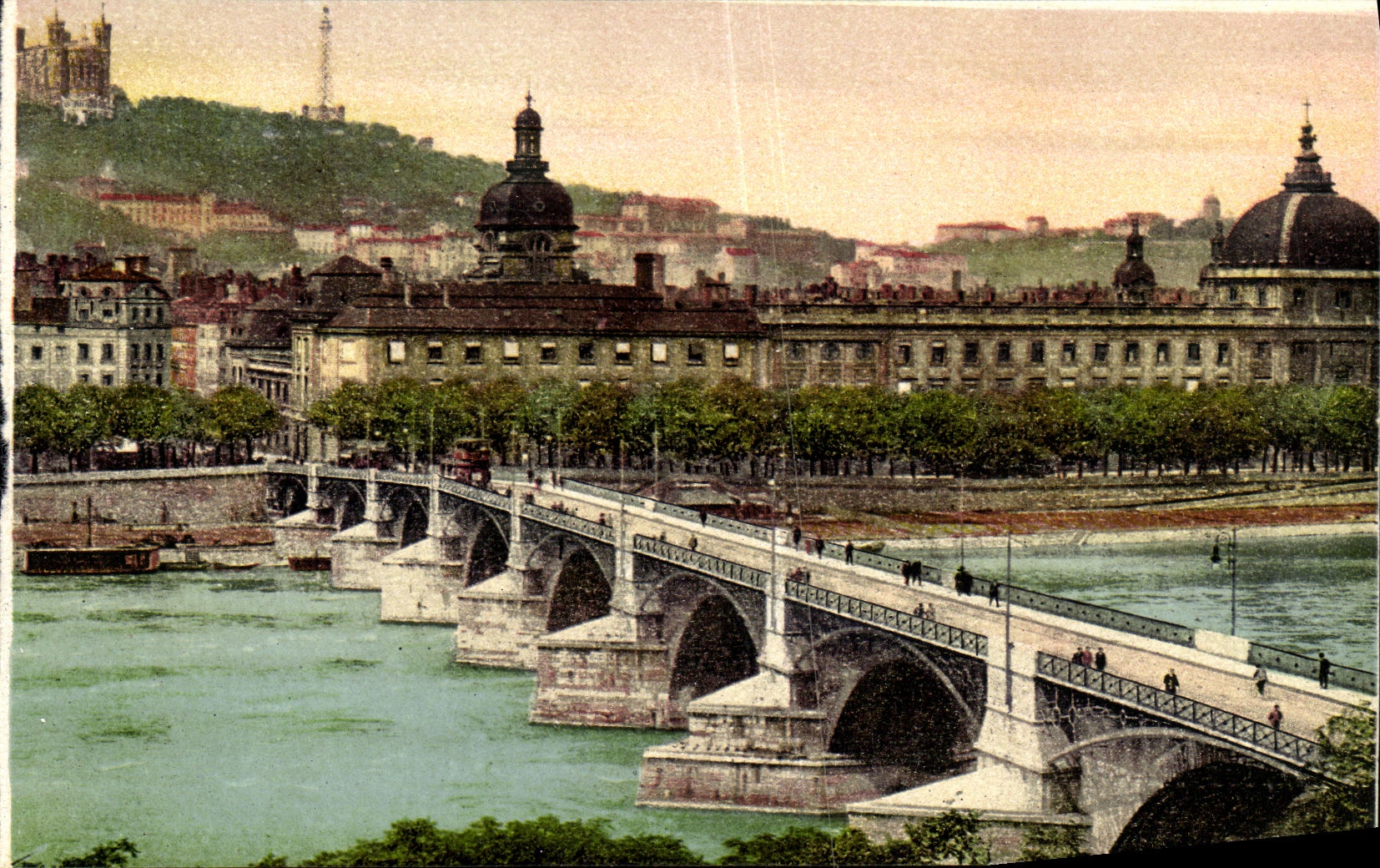 LYON - The Guillotière Bridge, the Hôtel-Dieu and the Fourvière Hill