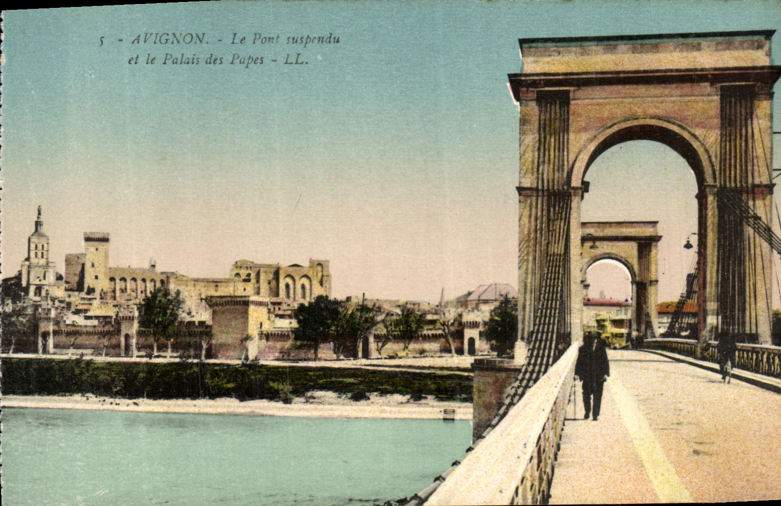 CPA Avignon Le Pont Suspendu et le Palais des Papes