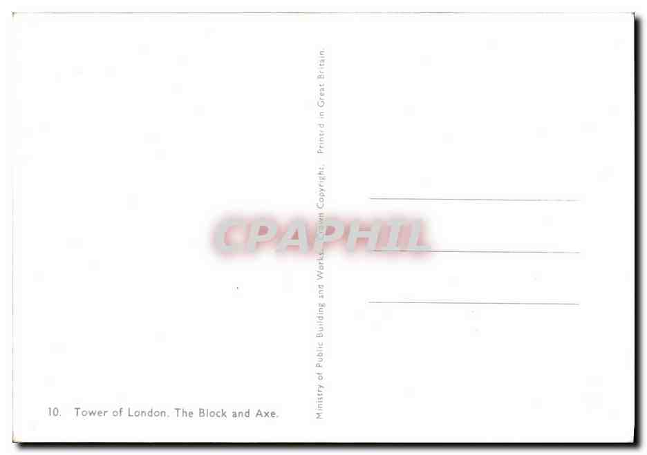 CPA Tower of London The Block and Axe — Verso