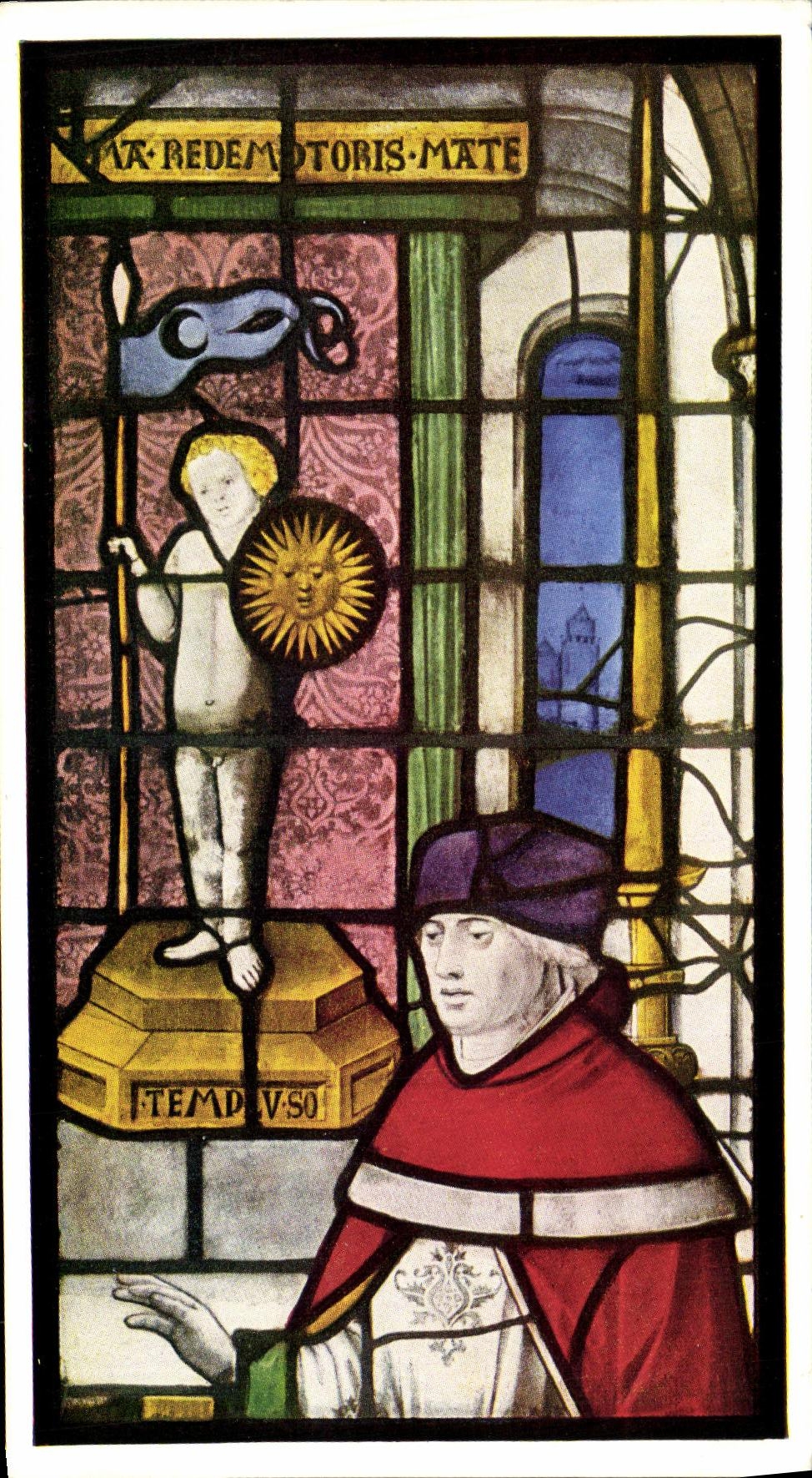 CPM King s college chapel Cambridge Detail from window II the high priest of the temple of the sun