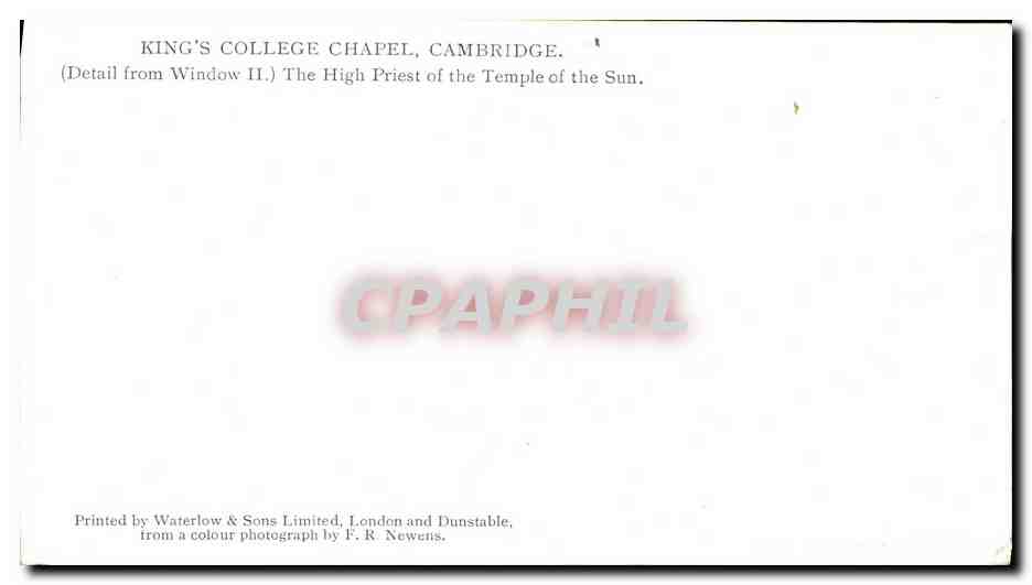 CPM King s college chapel Cambridge Detail from window II the high priest of the temple of the sun — Rückseite