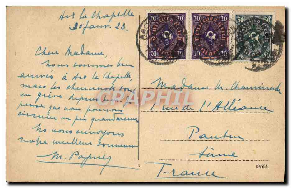 CPA Aachen Kapuzinergraben mit Hauptpost — Rückseite
