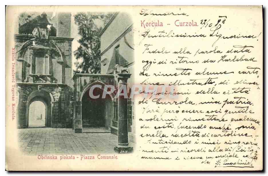 Obćinska ploka - Piazza Comunale — Korčula — éditeur Nikola Ivančević, n° 2517