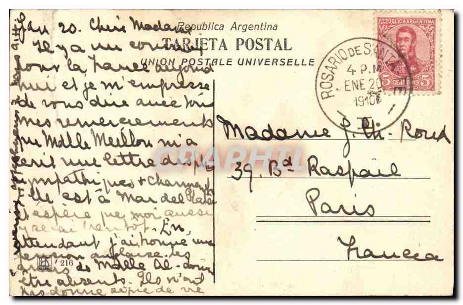 CPA Rosario de Santa 25 de Mayo — Rückseite
