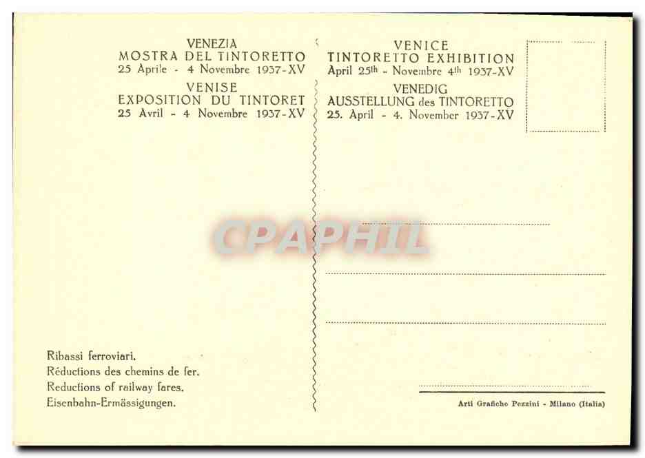 CPA Mostra Del Tintoretto Venezia L ultima Cena — Rückseite
