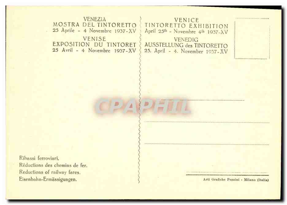 CPA Mostra Del Tintoretto Venezia La Presentazione Al Templo — Rückseite