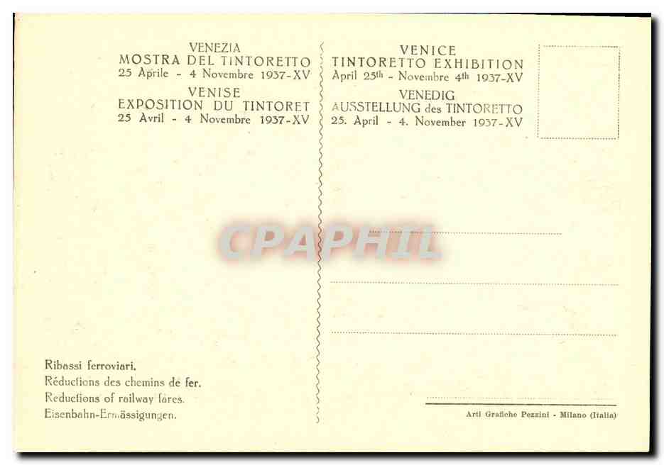 CPA Mostra Del Tintoretto Venezia Mercurio Le Grazie — Rückseite