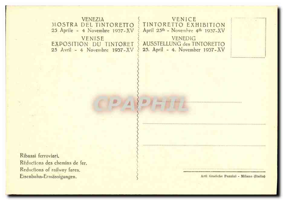 CPA Mostra Del Tintoretto Venezia Susanna Al Bagno — Rückseite