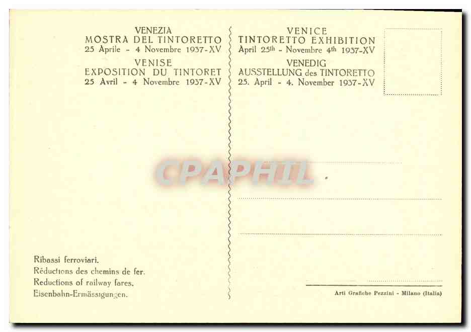CPA Mostra Del Tintoretto Venezia Le Tentazioni Di Sant Antonio — Rückseite