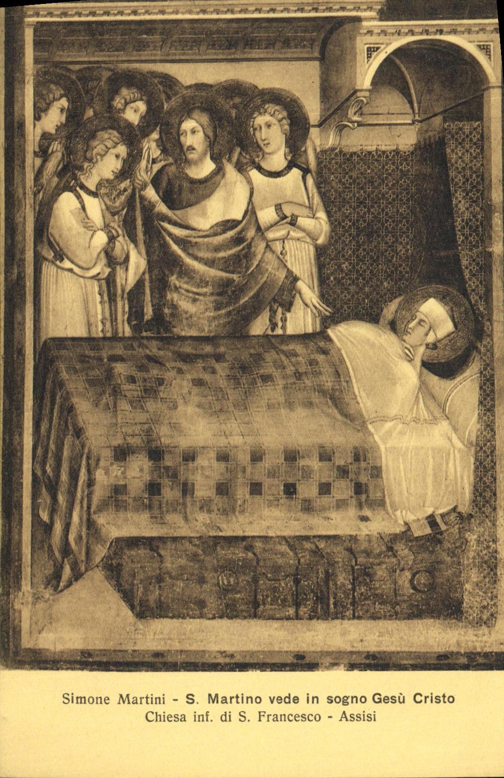 CPA Francesco Assisi Simone Martini s Martino Vede in Sogno Gesu Cristo