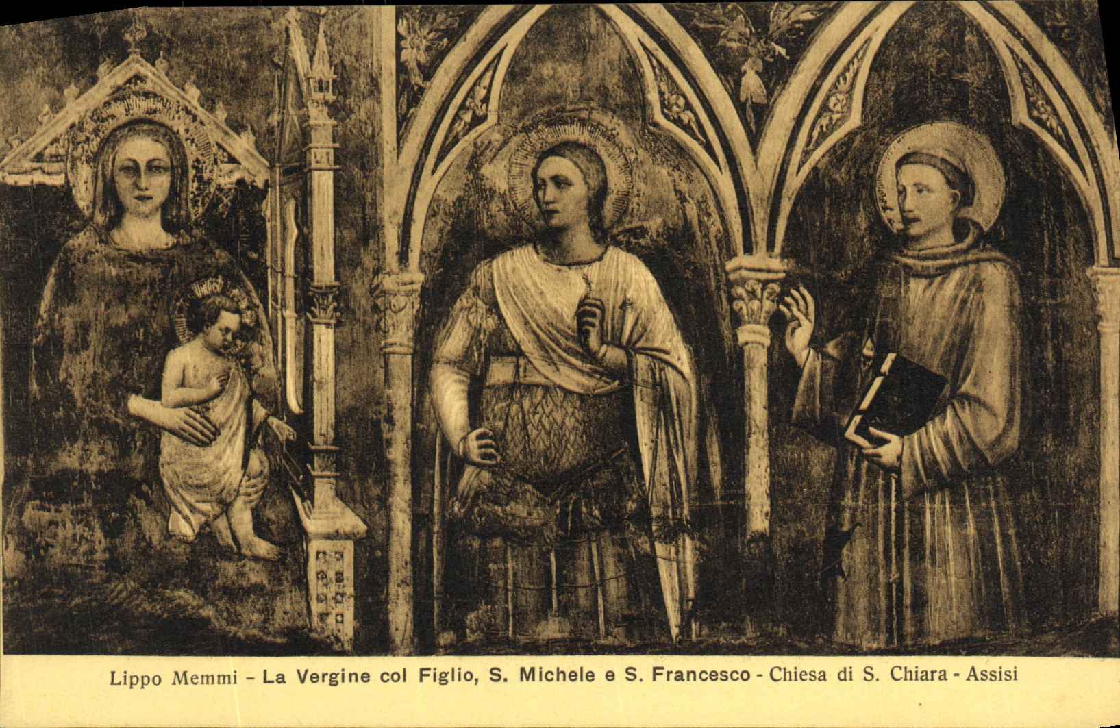 CPA Francesco Assisi La Vergine col Figlio S Michele S Francosco Chiesa