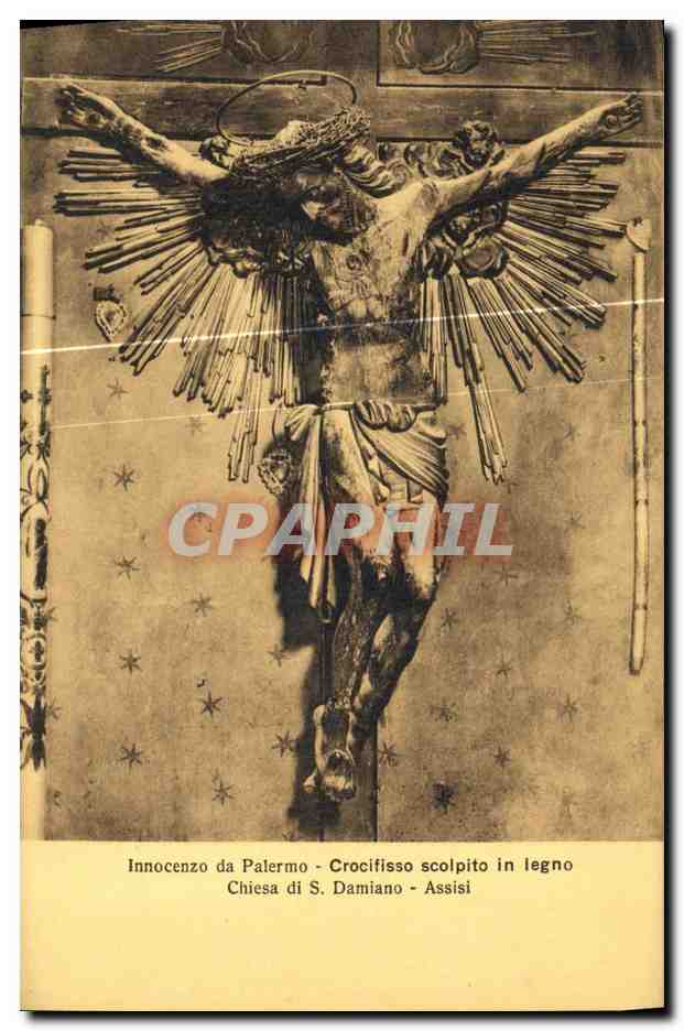 CPA Francesco Assisi Innocenzo da Palermo Crocifisso Scolpito in Legno Chiesa 