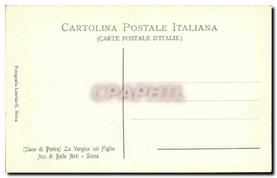 CPA La Vergine col Figlio Siena — Verso