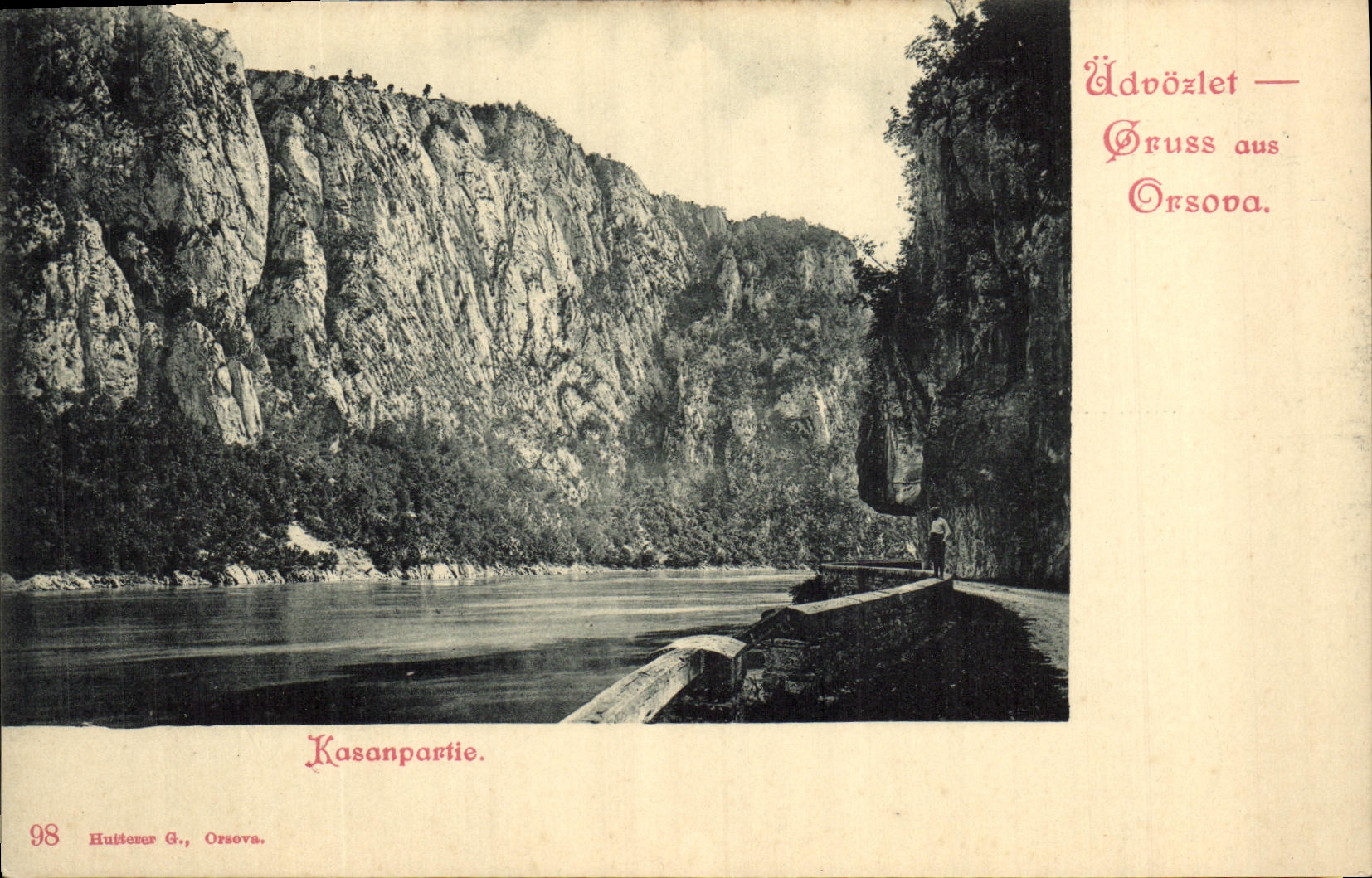 CPA Udvozlet Gruss aus Orsova Kasanpartie Roumanie