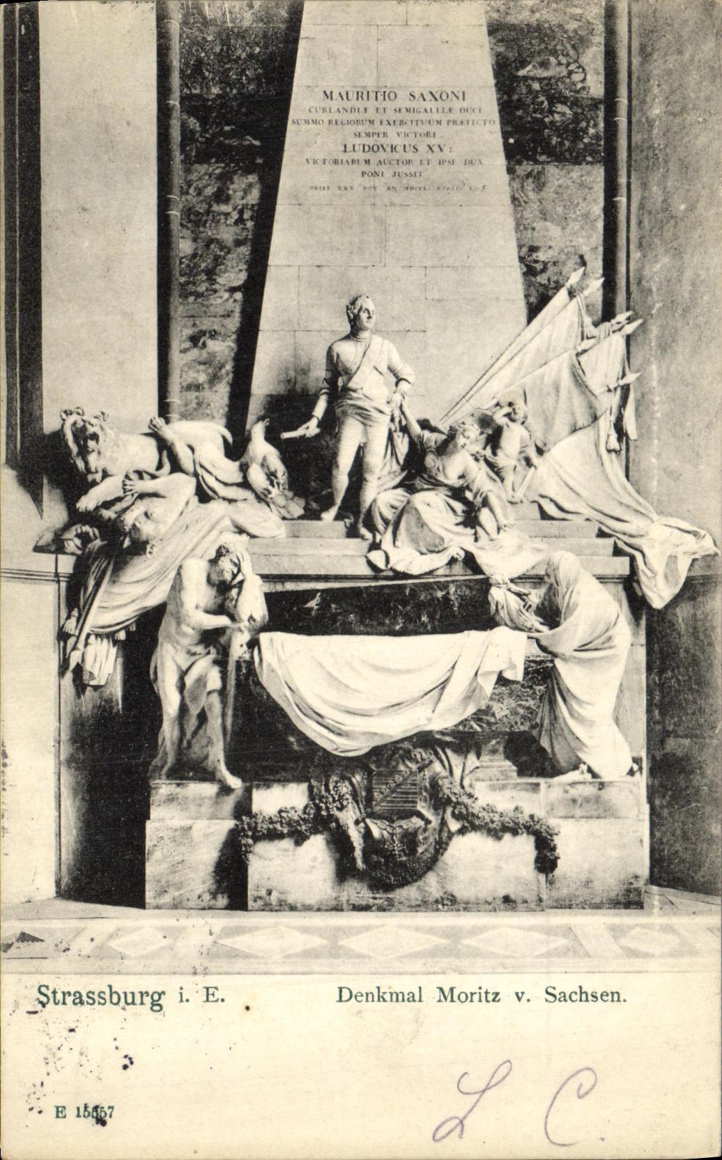 CPA Strassburg Denkmal Moritz v Sachsen