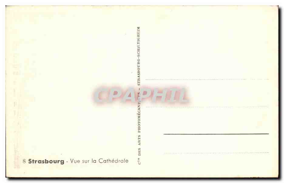 CPA Strassburg Vue Sur la Cathedrale — Verso